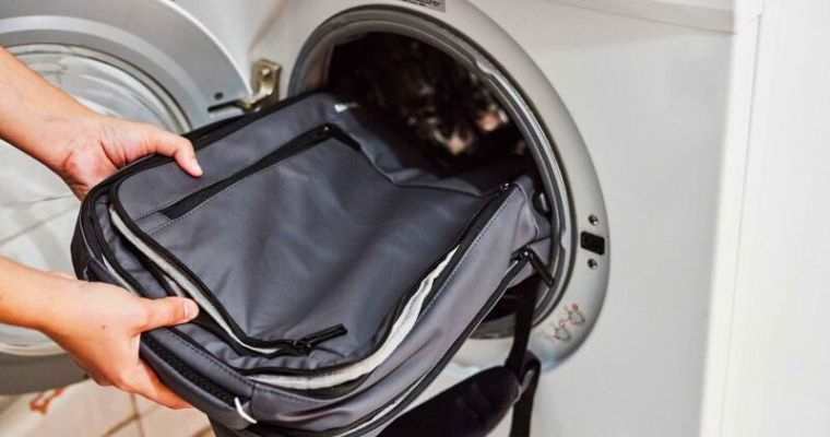 Nylon backpack using a washing machine